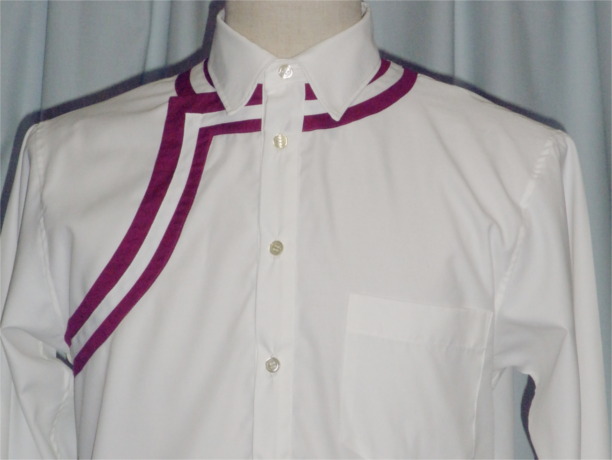 【中国風長袖シャツ】シジギャン【白×紫・M・綿+化繊】