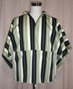 アフリカ民族衣装風男性用半袖シャツ・緑×黒