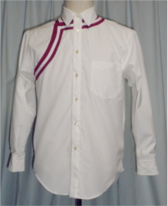中国民族衣装風男性用長袖シャツ・白×紫